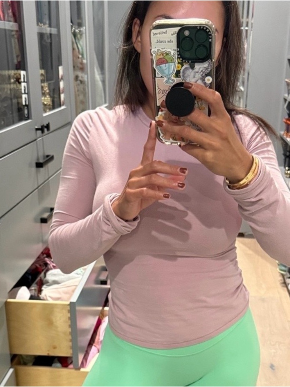 SKIMS Long Sleeve Tee in Light Pink